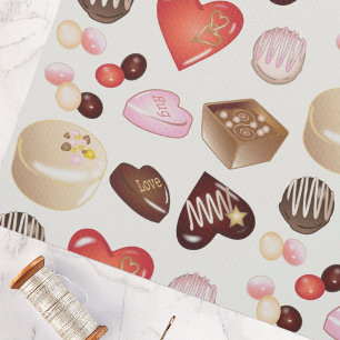 Custom Modern Chocolate Candy Heart Fabric