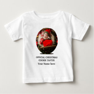 Custom modern Christmas cookie photo template Baby T-Shirt
