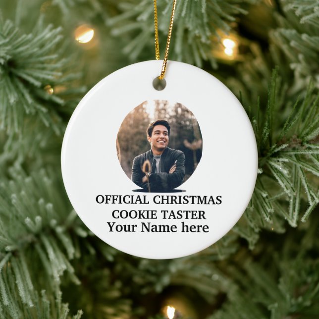 Custom modern Christmas cookie photo template Ceramic Tree Decoration (Tree)