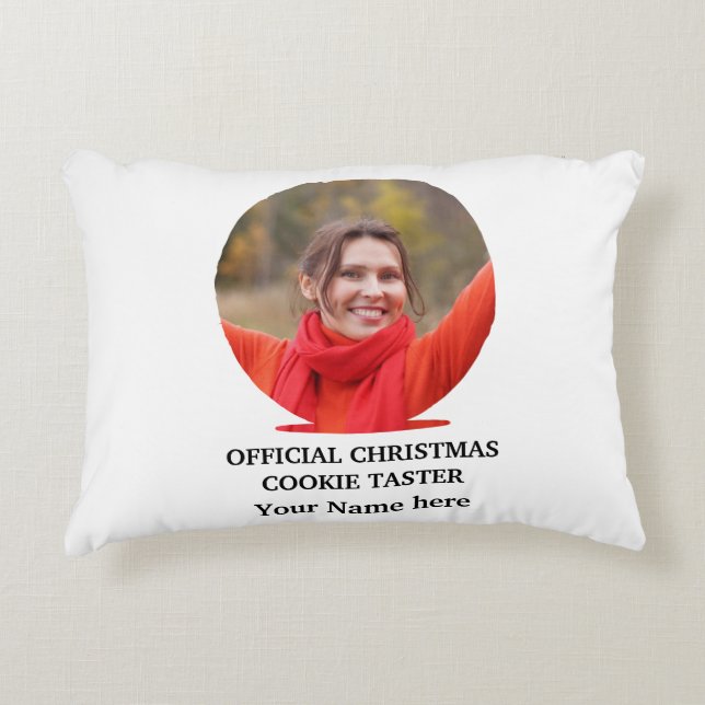 Custom modern Christmas cookie photo template Decorative Cushion (Front)