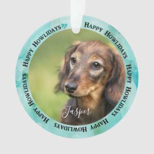 Custom Modern Christmas Dog Photo Ornament