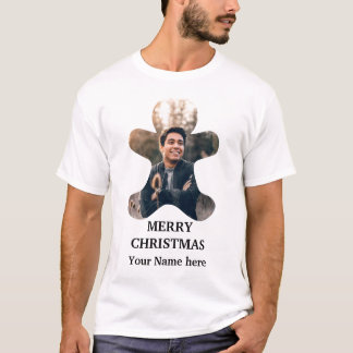 Custom Modern Christmas gingerbread man photo T-Shirt