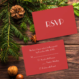 Custom Modern Christmas Red Holiday Party RSVP Card
