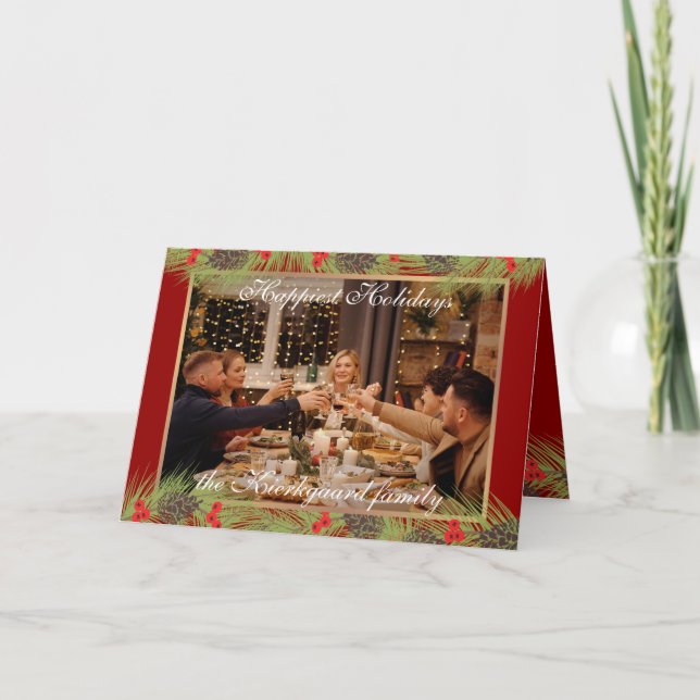 Custom Modern Classic Chic Happiest Holiday Card (Front)