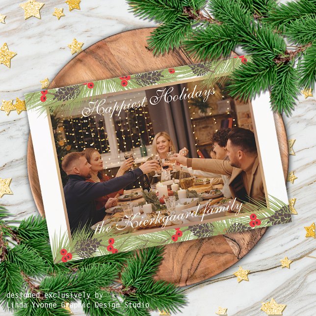 Custom Modern Classic Chic Happiest Holiday Card (Creator Uploaded)