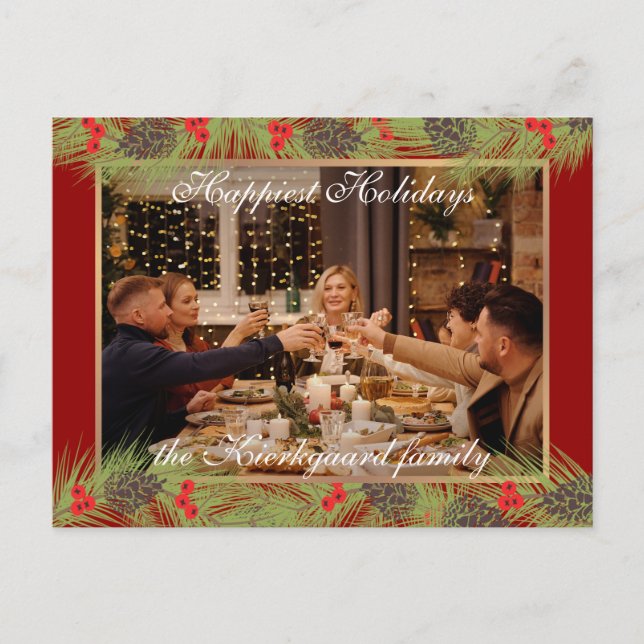 Custom Modern Classic Chic Happiest Holiday Season Postcard (Front)