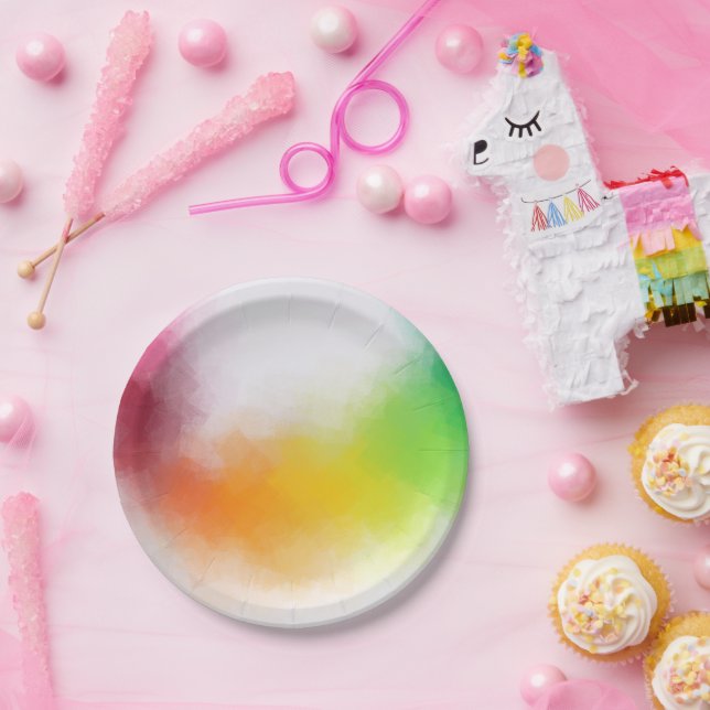 Custom Modern Colourful Abstract Art Blank Templat Paper Plate (Party)