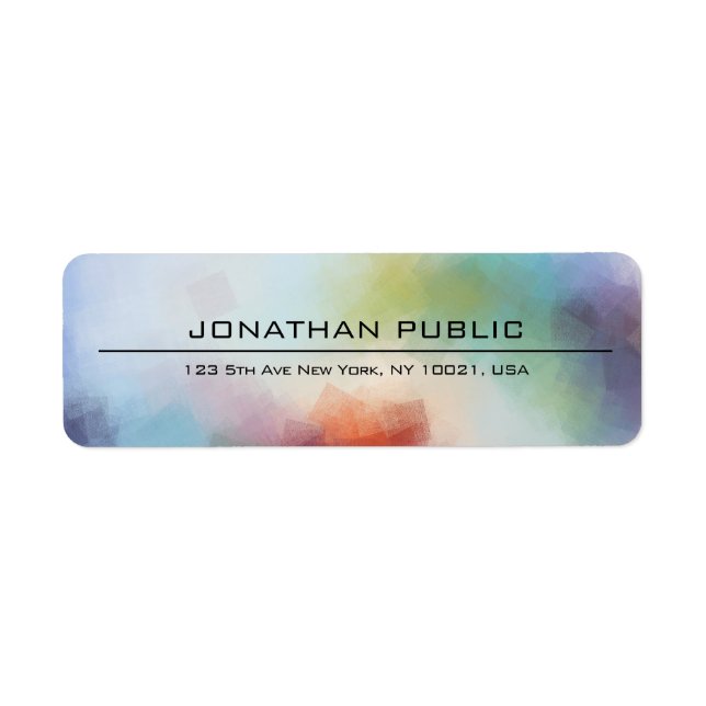 Custom Modern Colourful Abstract Art Elegant Label (Front)