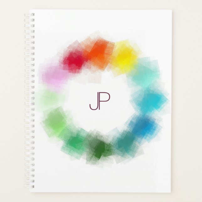 Custom Modern Colourful Monogrammed Template Planner (Front)
