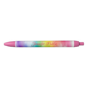 Custom Modern Colourful Name Script Template Black Ink Pen