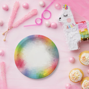 Custom Modern Colourful Round Party Birthday Paper Plate