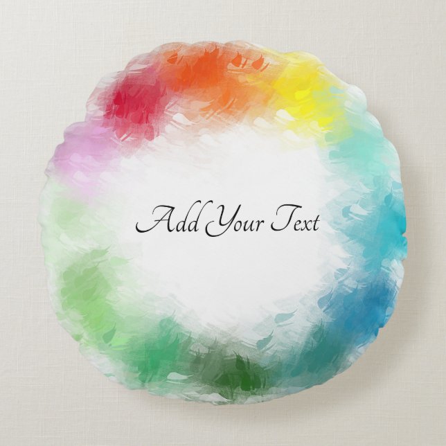 Custom Modern Colourful Template Handwriting Scrip Round Cushion (Front)