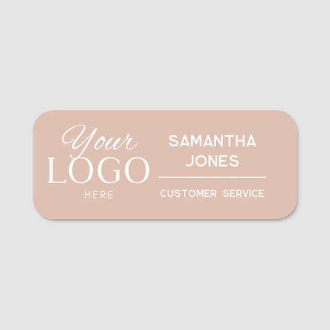 Custom Modern Company Business Employee Boho Name Tag (Front)