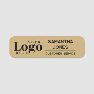 Custom Modern Company Logo Employee Gold Name Tag