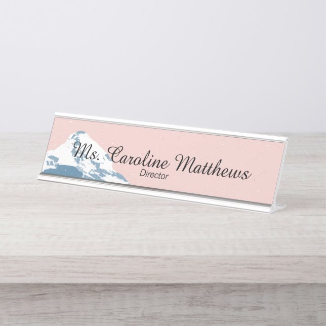 Custom Modern Contemporary Mountain Desk Name Plate (Front)