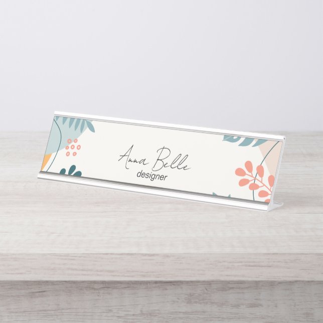 Custom Modern Contemporary Summer Desk Name Plate (Front)