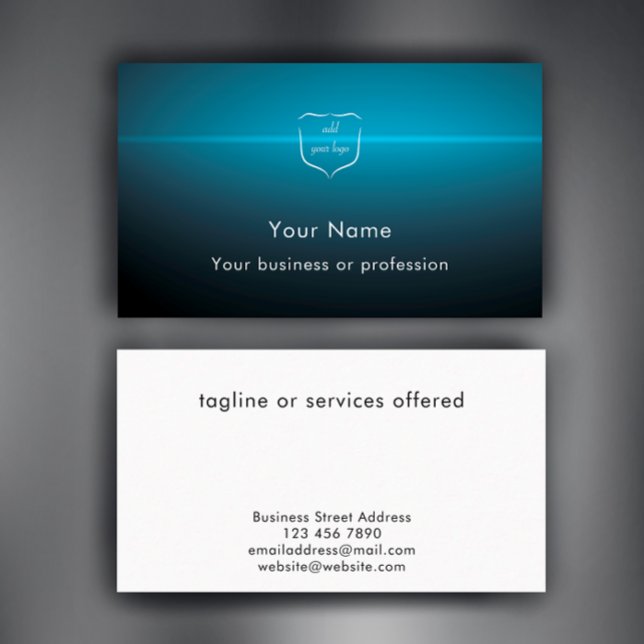 Custom Modern Cool Logo Technology Professional Business Card (Personalize these unique modern business cards. Add your logo and business details. Blue stylish.
)