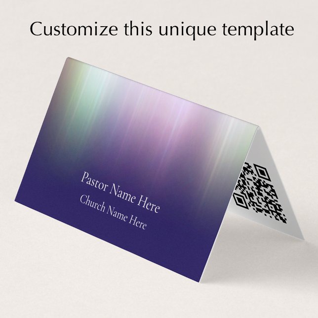 Custom Modern Cool QR Code Christian Church Pastor Business Card (Add your contact details and text to this unique modern business card template with QR code.
)