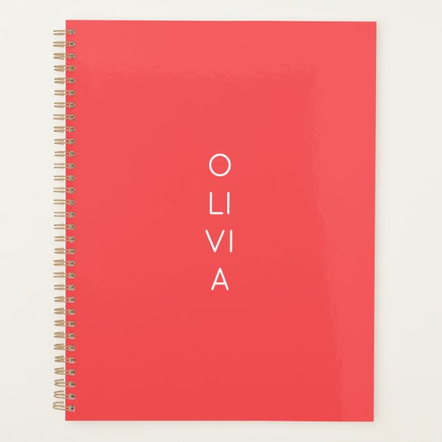 Custom Modern Coral Minimalist Planner (Front)