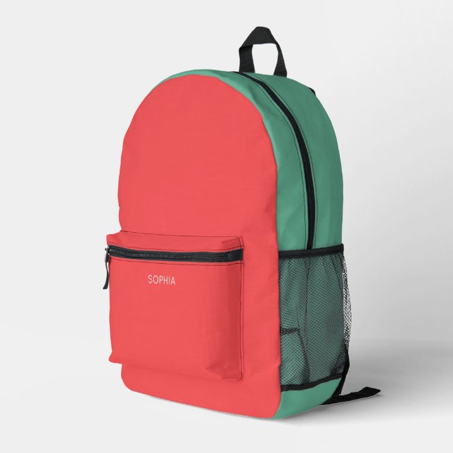 Custom Modern Coral Minimalist Printed Backpack (Back Corner Right)