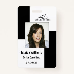 Custom Modern Corporate Employee ID Badge Black