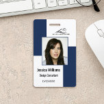 Custom Modern Corporate Employee ID Badge Blue<br><div class="desc">Easily personalise this modern style professional employee photo ID badge with your custom details.</div>