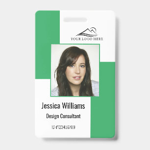 Custom Modern Corporate Employee ID Badge Green