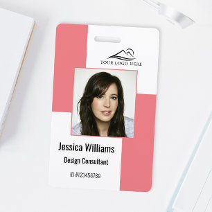 Custom Modern Corporate Employee ID Badge Pink