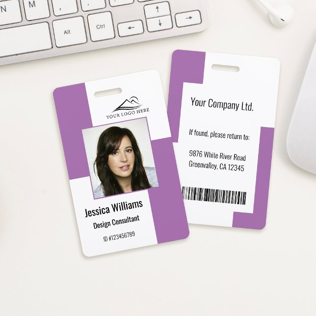 Custom Modern Corporate Employee ID Badge Purple (Creator Uploaded)