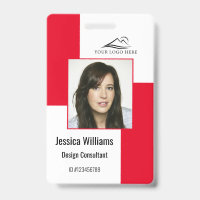 Custom Modern Corporate Employee ID Badge Red