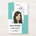 Custom Modern Corporate Employee ID Badge Teal<br><div class="desc">Easily personalise this modern style professional employee photo ID badge with your custom details.</div>