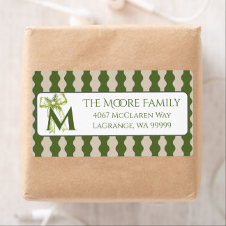 Custom Modern Cottage Green Stripe Return Address