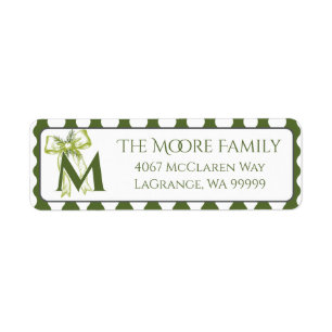 Custom Modern Cottage Green Stripe Return Address