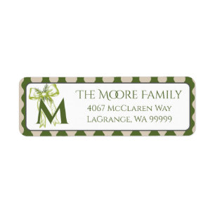 Custom Modern Cottage Green Stripe Return Address