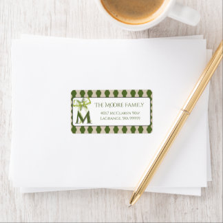 Custom Modern Cottage Green Stripe Return Address Label