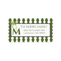 Custom Modern Cottage Green Stripe Return Address