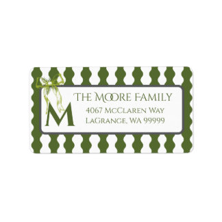 Custom Modern Cottage Green Stripe Return Address Label