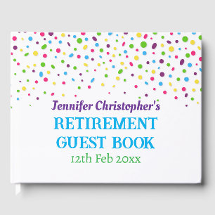 Custom Modern Cute Colourful Confetti Retirement  Guest Book