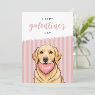 Custom Modern Cute Dog Heart Happy Galentine's Day Card