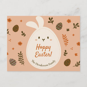 Custom Modern Cute Hoppy Easter Egg Shaped Bunny Postcard
