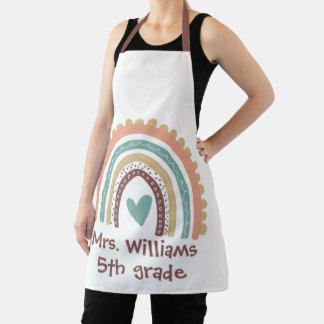 Custom Modern Cute Rainbow Teacher Apron