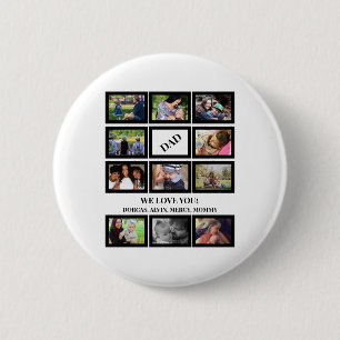 Custom Modern Dad Fathers Day 11 Photo Collage  6 Cm Round Badge