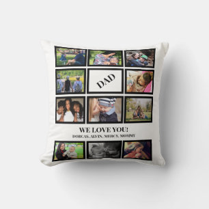 Custom Modern Dad Fathers Day 11 Photo Collage Cushion