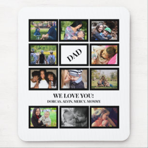 Custom Modern Dad Fathers Day 11 Photo Collage  Mouse Mat