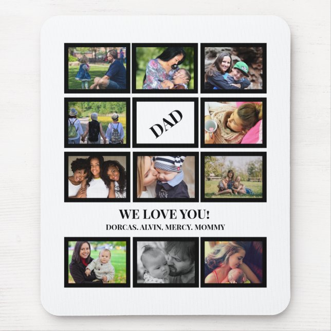 Custom Modern Dad Fathers Day 11 Photo Collage  Mouse Mat (Front)