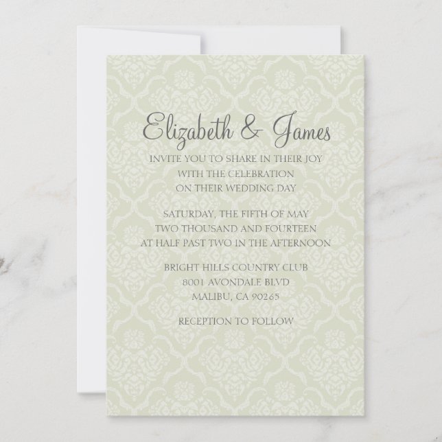 Custom Modern Damask Wedding Invitations (Front)