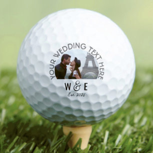 Custom Modern Deco Text Golf Ball Wedding Favors