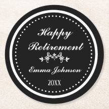 Custom Modern Elegant Black&White Happy Retirement
