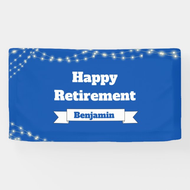 Custom Modern Elegant Blue Happy Retirement  Banner (Horizontal)