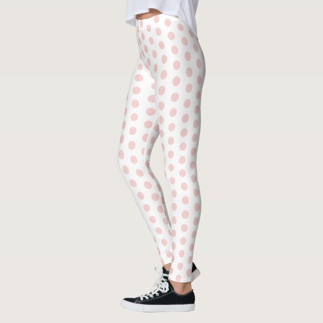 Custom Modern Elegant Blush Pink And White Leggings (Left)